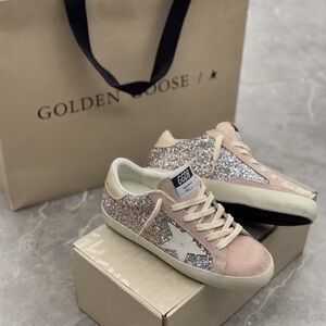 Golden Goose Women's Glitter Pink and Silver Sneakers
